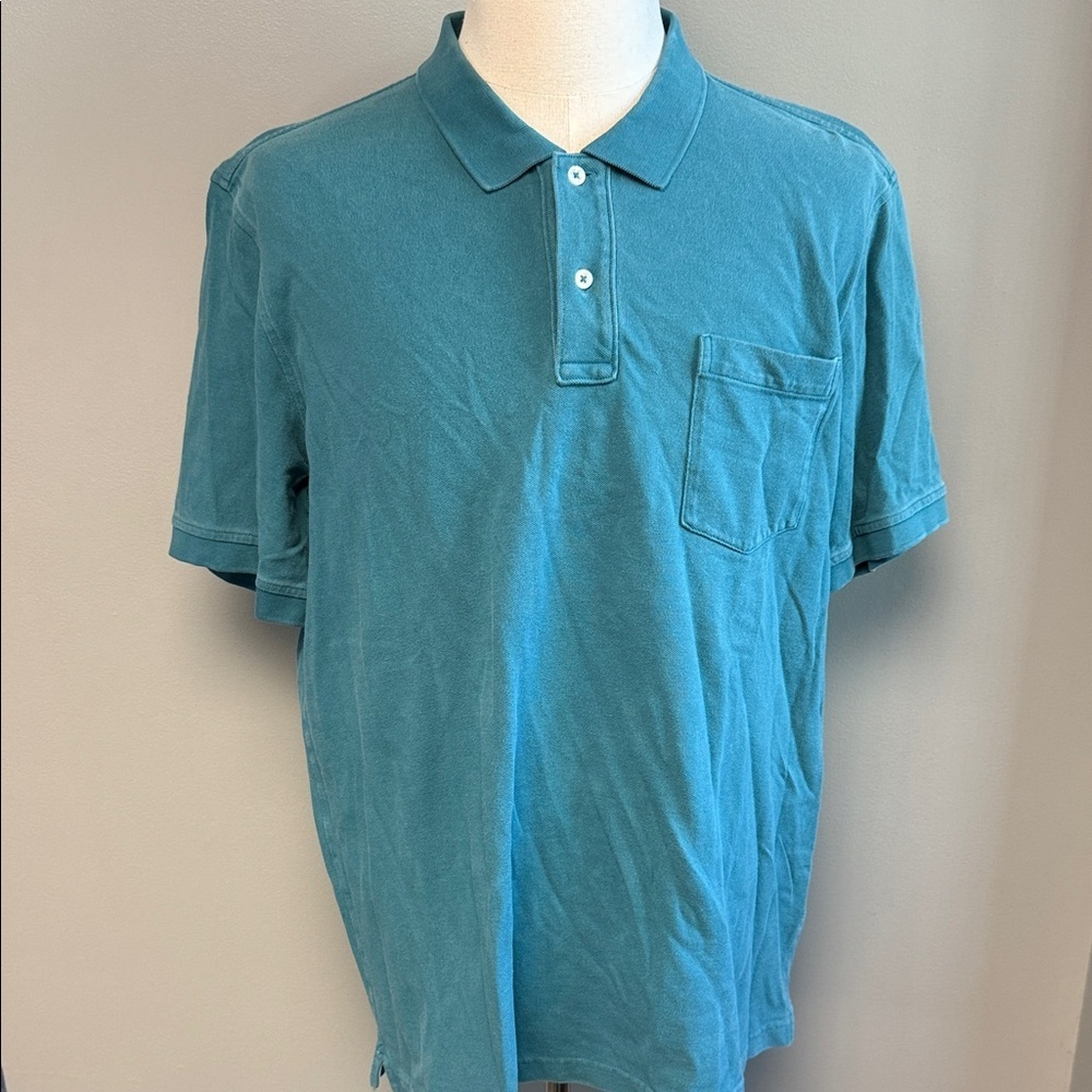 Lands’ End Teal Cotton Polo Shirt XL EUC